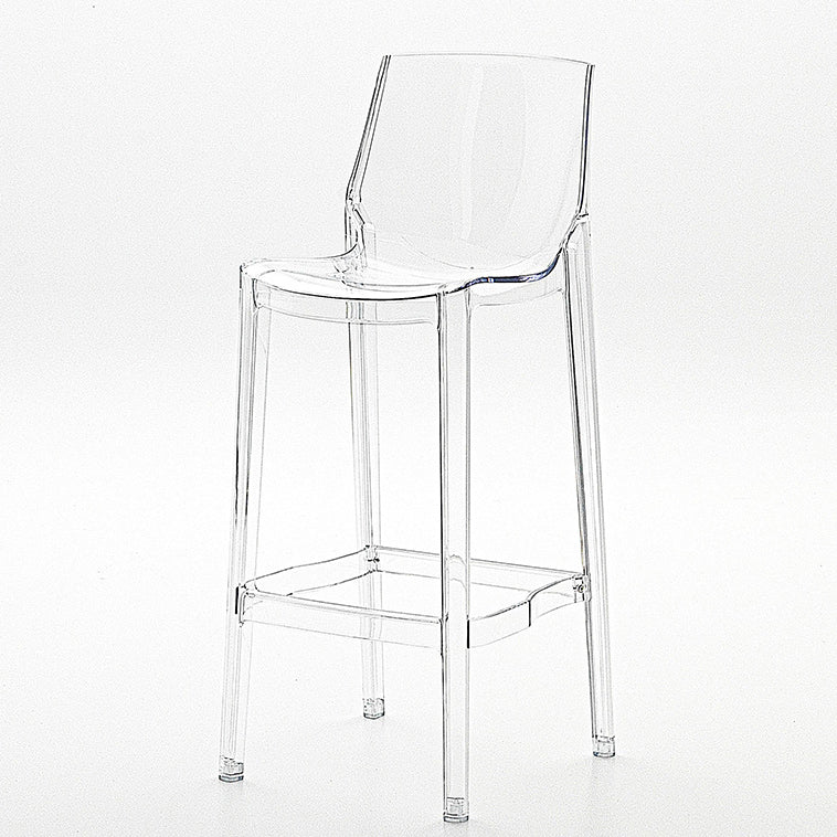 Taburete de bar cuadrado de plástico escandinavo contemporáneo con respaldo bajo y reposapiés para comedor 