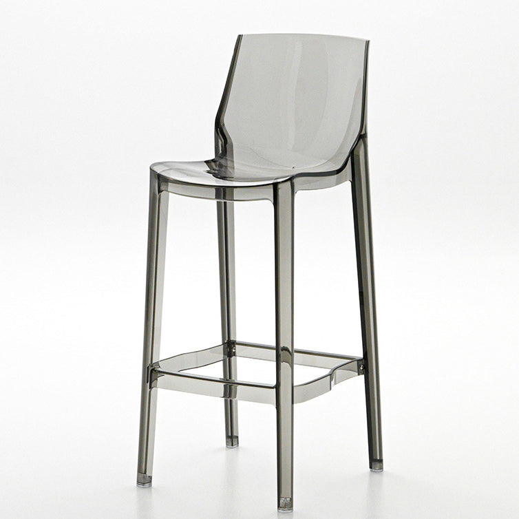 Taburete de bar cuadrado de plástico escandinavo contemporáneo con respaldo bajo y reposapiés para comedor 