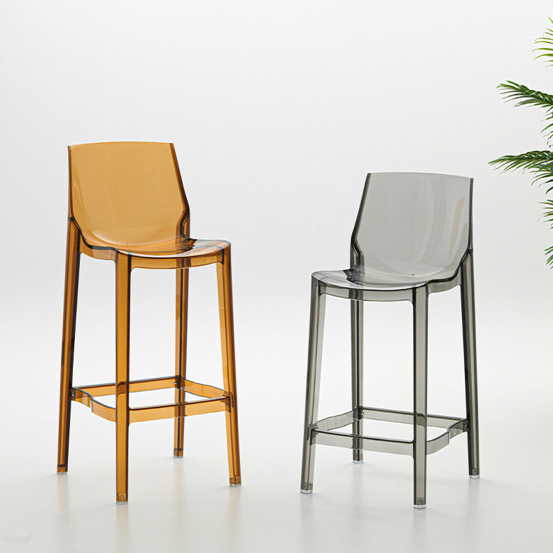 Taburete de bar cuadrado de plástico escandinavo contemporáneo con respaldo bajo y reposapiés para comedor 