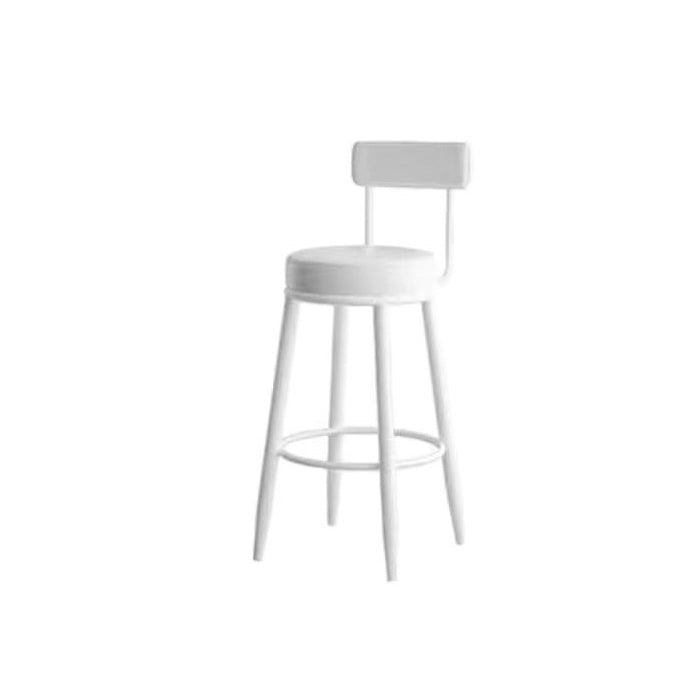 Taburete de barra contemporáneo nórdico redondo de cuero PU cuero de microfibra cuero genuino mejor material cuero genuino tapizado de hierro con respaldo reposapiés para comedor 