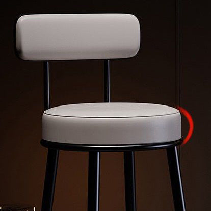 Tabouret de bar en fer avec dossier et repose-pieds en cuir PU rond nordique contemporain en cuir microfibre cuir véritable meilleur matériau cuir véritable pour salle à manger 