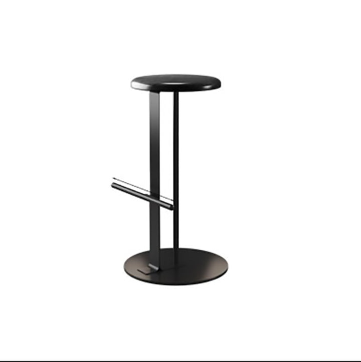 Traditional Colonial Round Pine Wood Carbon Steel Bar Stool Backless Footrest For Dining Room