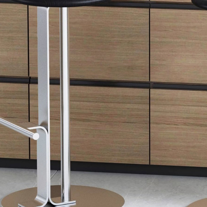 Traditional Colonial Round Pine Wood Carbon Steel Bar Stool Backless Footrest For Dining Room