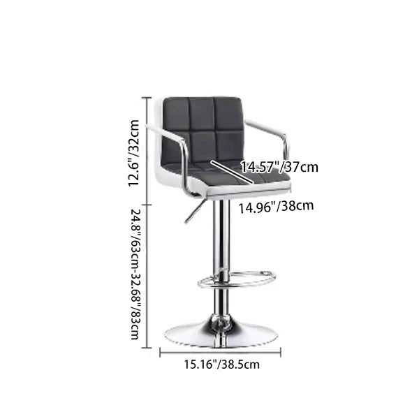 Contemporary Simplicity Square PU Leather Plywood Metal Liftable Swivel Bar Stool Backless Armrest For Dining Room