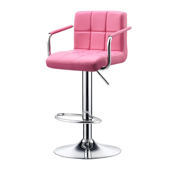 Contemporary Simplicity Square PU Leather Plywood Metal Liftable Swivel Bar Stool Backless Armrest For Dining Room