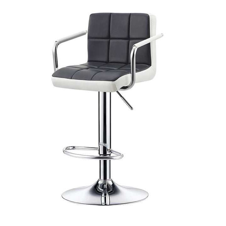 Contemporary Simplicity Square PU Leather Plywood Metal Liftable Swivel Bar Stool Backless Armrest For Dining Room