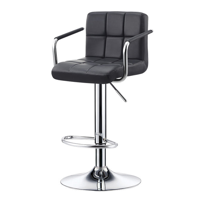 Contemporary Simplicity Square PU Leather Plywood Metal Liftable Swivel Bar Stool Backless Armrest For Dining Room