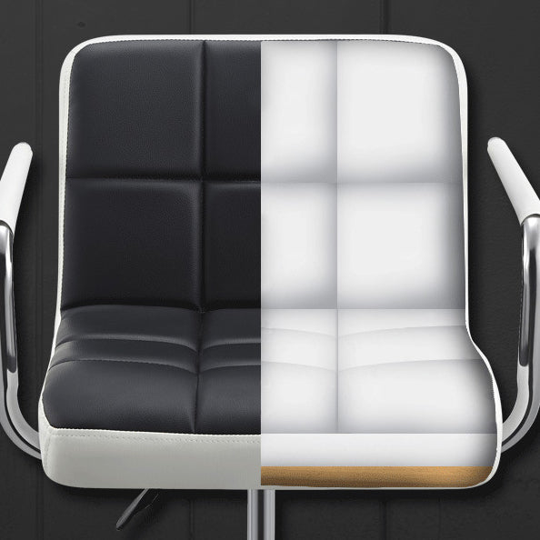 Contemporary Simplicity Square PU Leather Plywood Metal Liftable Swivel Bar Stool Backless Armrest For Dining Room