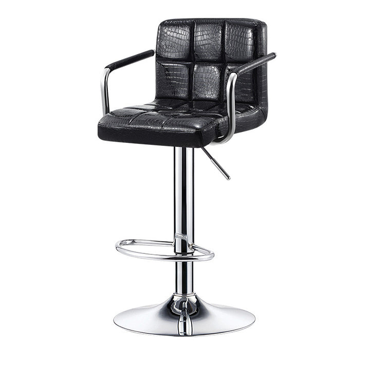 Contemporary Simplicity Square PU Leather Plywood Metal Liftable Swivel Bar Stool Backless Armrest For Dining Room