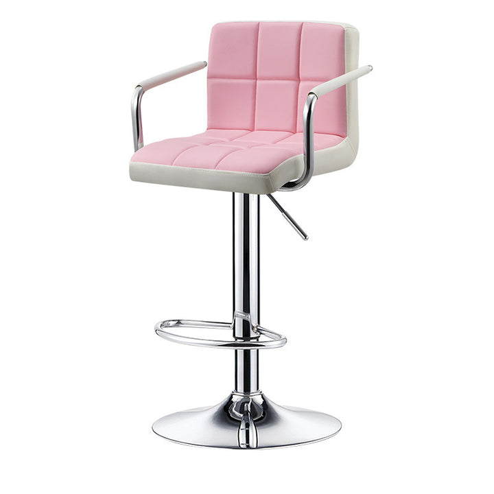 Contemporary Simplicity Square PU Leather Plywood Metal Liftable Swivel Bar Stool Backless Armrest For Dining Room