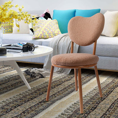 Moderner Shabby Chic runder Hocker aus Lammfleece mit Kohlenstoffstahlrahmen, herzförmiger Rückenlehne für das Schlafzimmer 