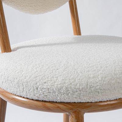 Moderner Shabby Chic runder Hocker aus Lammfleece mit Kohlenstoffstahlrahmen, herzförmiger Rückenlehne für das Schlafzimmer 