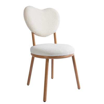 Moderner Shabby Chic runder Hocker aus Lammfleece mit Kohlenstoffstahlrahmen, herzförmiger Rückenlehne für das Schlafzimmer 