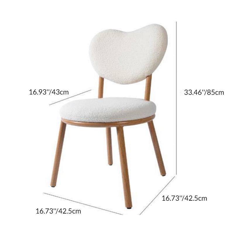 Moderner Shabby Chic runder Hocker aus Lammfleece mit Kohlenstoffstahlrahmen, herzförmiger Rückenlehne für das Schlafzimmer 