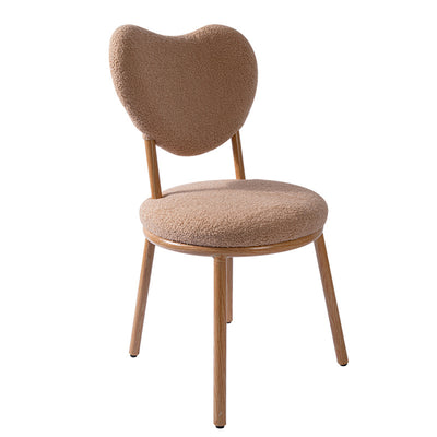 Moderner Shabby Chic runder Hocker aus Lammfleece mit Kohlenstoffstahlrahmen, herzförmiger Rückenlehne für das Schlafzimmer 