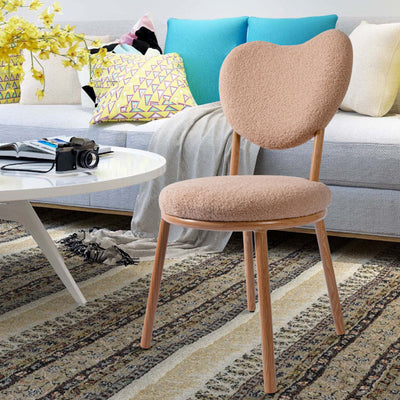 Moderner Shabby Chic runder Hocker aus Lammfleece mit Kohlenstoffstahlrahmen, herzförmiger Rückenlehne für das Schlafzimmer 