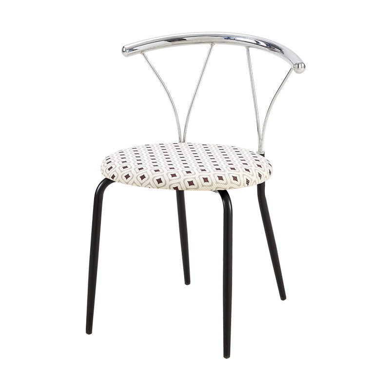 Moderna silla de comedor de pana con patrón de diamantes redondos eclécticos y respaldo de líneas geométricas de acero inoxidable para el comedor 