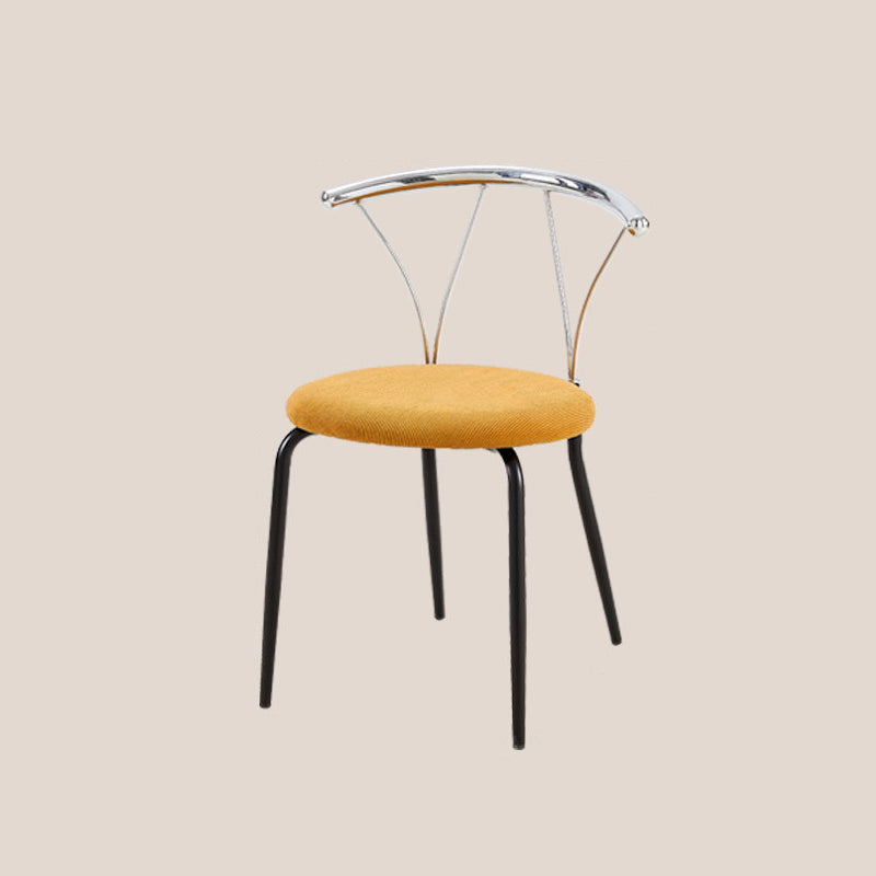 Moderna silla de comedor de pana con patrón de diamantes redondos eclécticos y respaldo de líneas geométricas de acero inoxidable para el comedor 