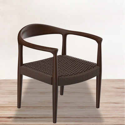 Modern Transitional Square Braiding Rope Solid Wood Frame Accent Chair Backrest Armrest For Living Room