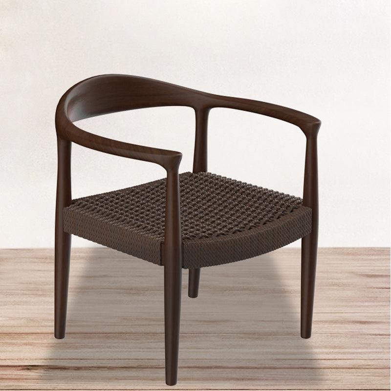 Modern Transitional Square Braiding Rope Solid Wood Frame Accent Chair Backrest Armrest For Living Room