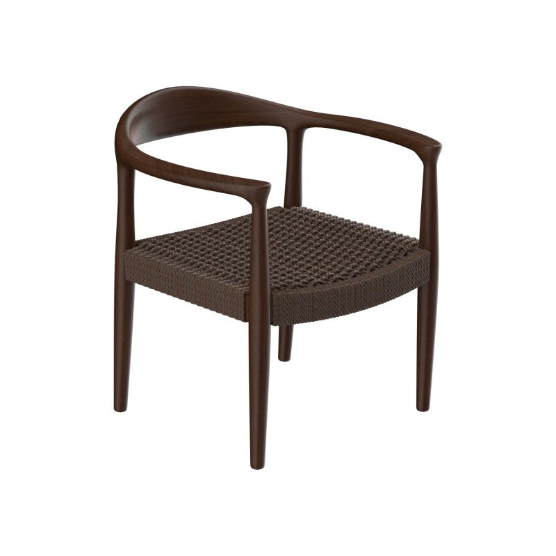 Modern Transitional Square Braiding Rope Solid Wood Frame Accent Chair Backrest Armrest For Living Room
