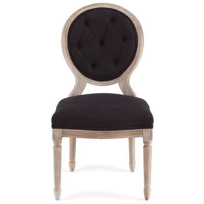 Moderno Silla de Comedor con Respaldo Curvado de Tela con Marco de Madera Pintada en Blanco Envejecido Estilo Shabby Chic para Sala de Estar 