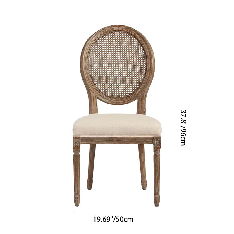 Moderno Silla de Comedor con Respaldo Curvado de Tela con Marco de Madera Pintada en Blanco Envejecido Estilo Shabby Chic para Sala de Estar 
