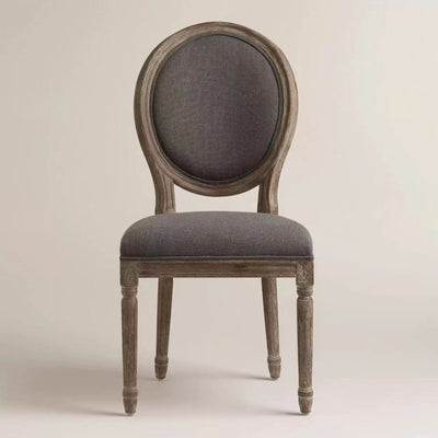 Moderno Silla de Comedor con Respaldo Curvado de Tela con Marco de Madera Pintada en Blanco Envejecido Estilo Shabby Chic para Sala de Estar 
