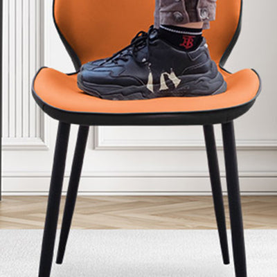Silla de comedor con respaldo, tapizada en tela técnica de simplicidad moderna, patas de acero al carbono para comedor 