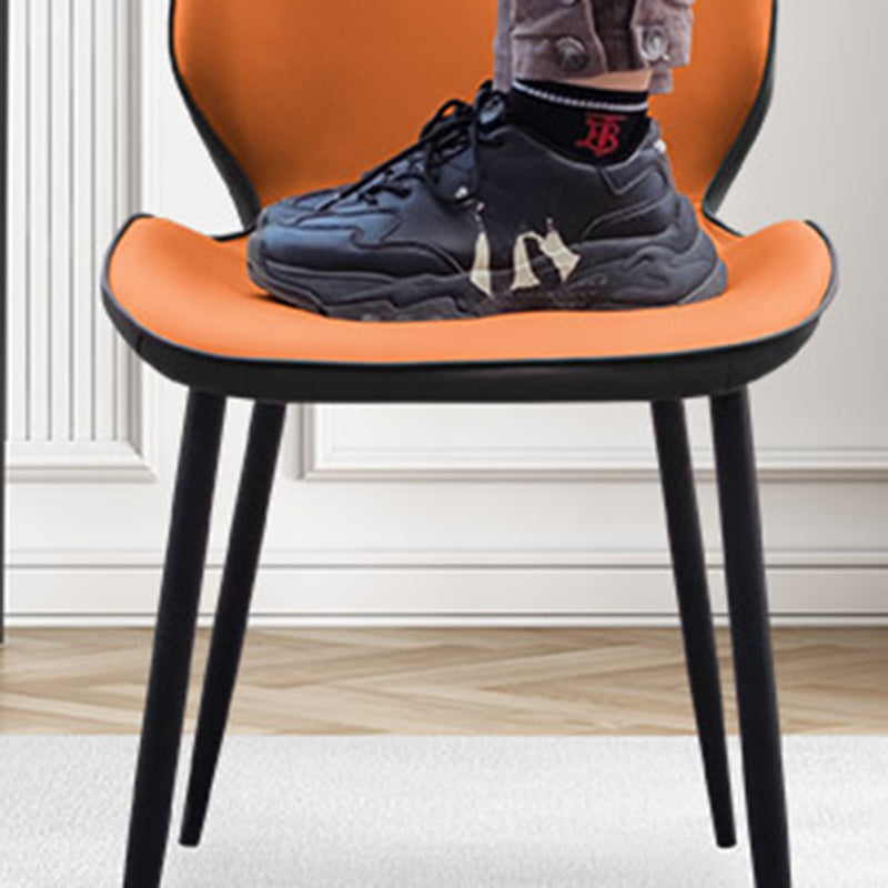 Silla de comedor con respaldo, tapizada en tela técnica de simplicidad moderna, patas de acero al carbono para comedor 