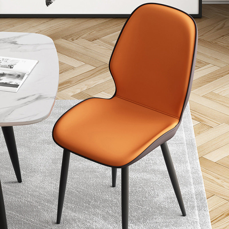 Silla de comedor con respaldo, tapizada en tela técnica de simplicidad moderna, patas de acero al carbono para comedor 