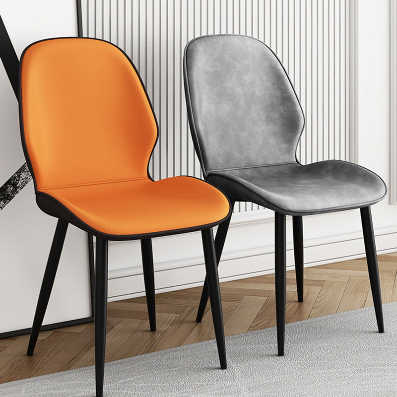 Silla de comedor con respaldo, tapizada en tela técnica de simplicidad moderna, patas de acero al carbono para comedor 