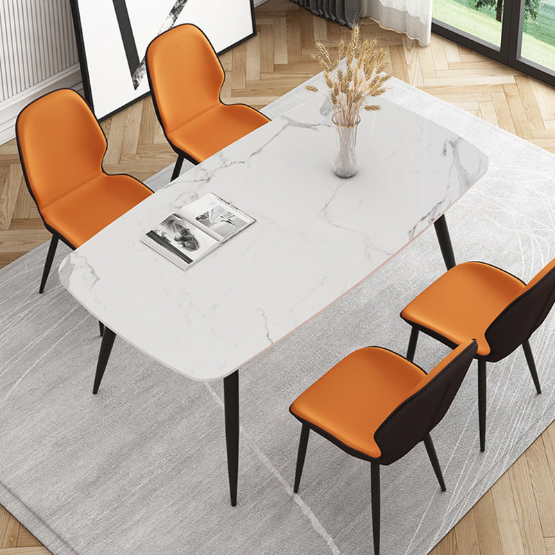 Silla de comedor con respaldo, tapizada en tela técnica de simplicidad moderna, patas de acero al carbono para comedor 