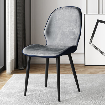 Silla de comedor con respaldo, tapizada en tela técnica de simplicidad moderna, patas de acero al carbono para comedor 