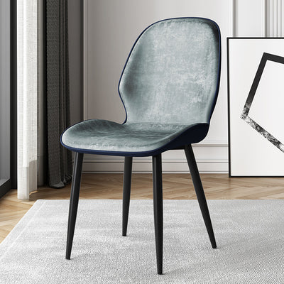 Silla de comedor con respaldo, tapizada en tela técnica de simplicidad moderna, patas de acero al carbono para comedor 