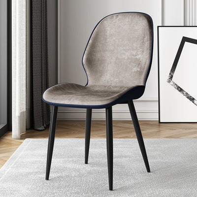 Silla de comedor con respaldo, tapizada en tela técnica de simplicidad moderna, patas de acero al carbono para comedor 
