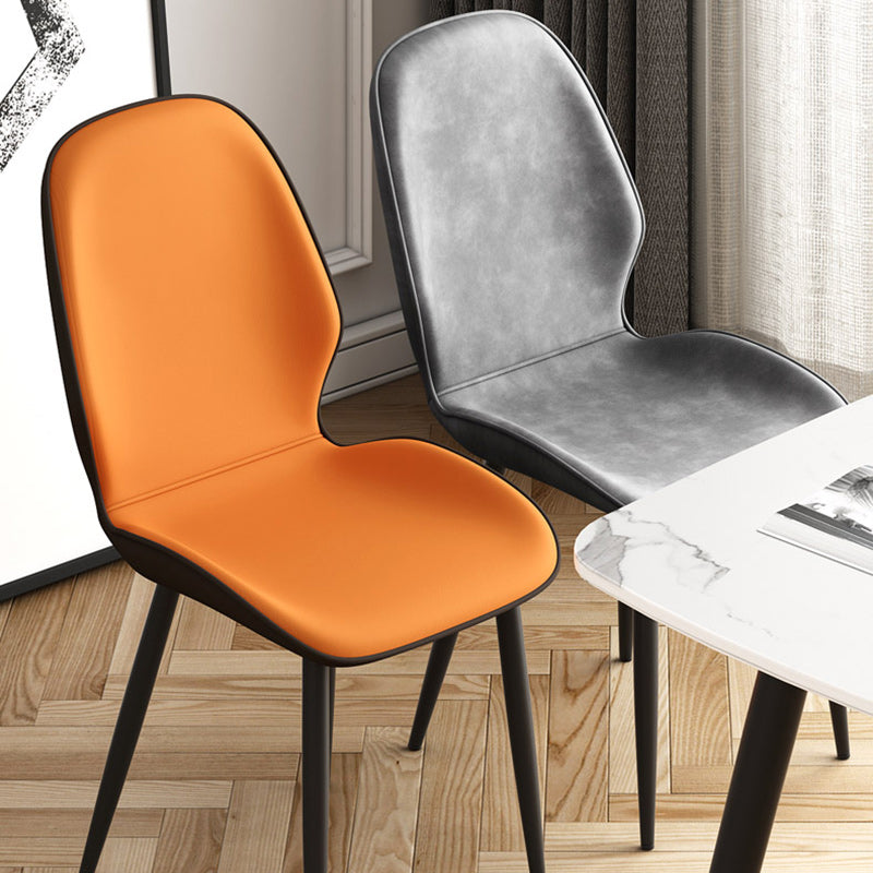 Silla de comedor con respaldo, tapizada en tela técnica de simplicidad moderna, patas de acero al carbono para comedor 