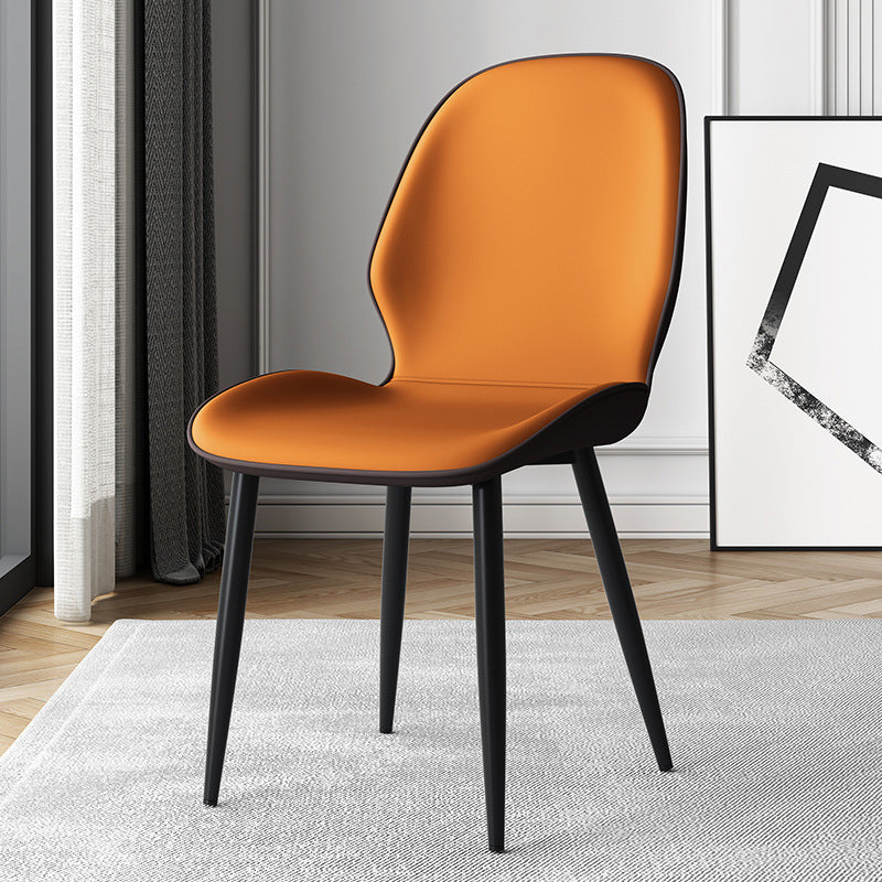 Silla de comedor con respaldo, tapizada en tela técnica de simplicidad moderna, patas de acero al carbono para comedor 
