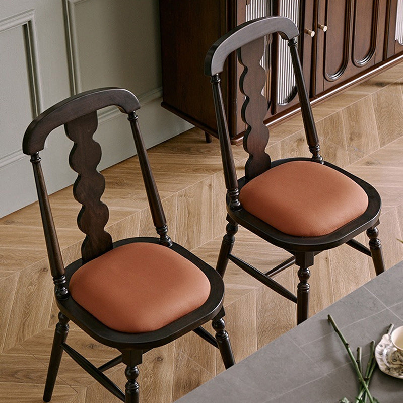 Silla de comedor con respaldo de madera maciza de franela de estilo moderno y transicional para comedor 