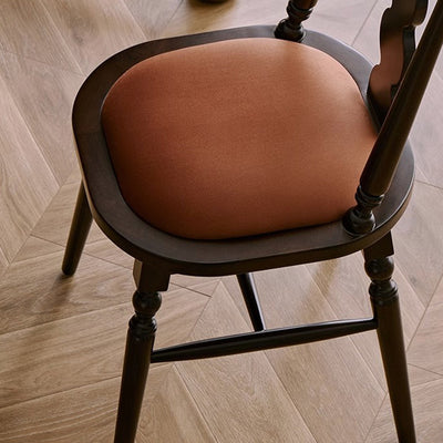 Silla de comedor con respaldo de madera maciza de franela de estilo moderno y transicional para comedor 