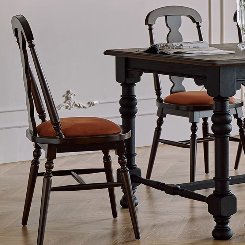 Silla de comedor con respaldo de madera maciza de franela de estilo moderno y transicional para comedor 