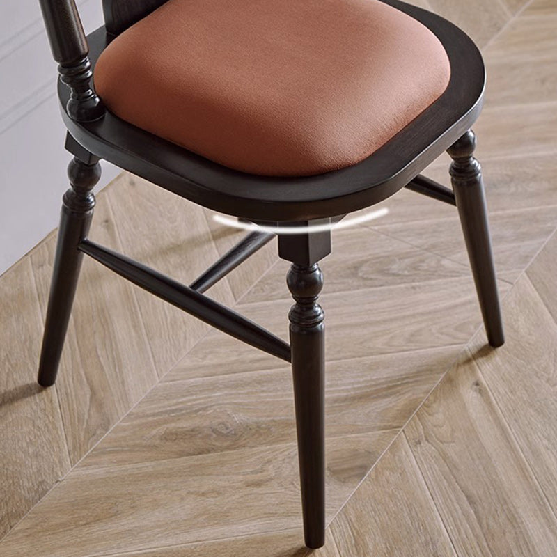 Silla de comedor con respaldo de madera maciza de franela de estilo moderno y transicional para comedor 