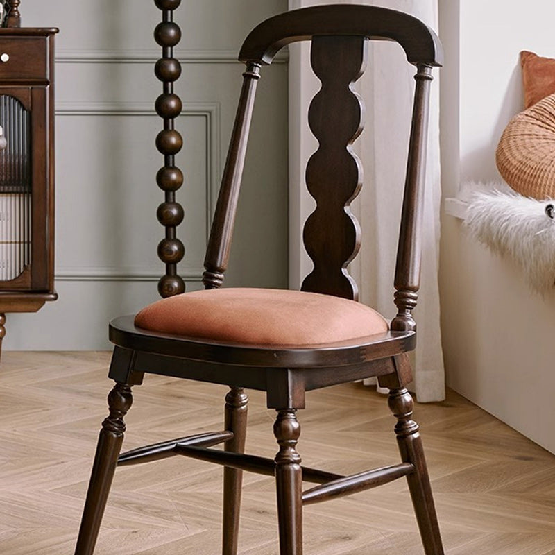 Silla de comedor con respaldo de madera maciza de franela de estilo moderno y transicional para comedor 