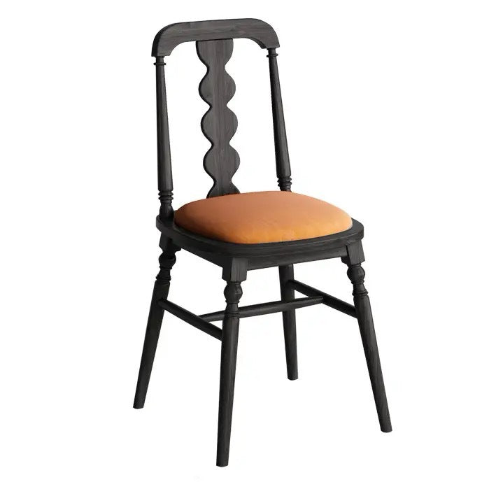 Silla de comedor con respaldo de madera maciza de franela de estilo moderno y transicional para comedor 