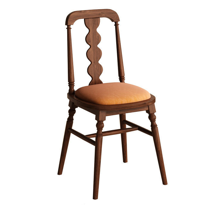 Silla de comedor con respaldo de madera maciza de franela de estilo moderno y transicional para comedor 