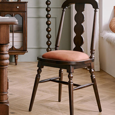 Silla de comedor con respaldo de madera maciza de franela de estilo moderno y transicional para comedor 