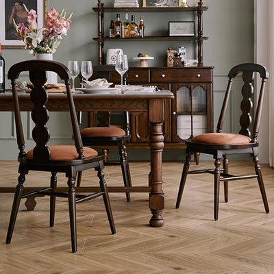 Silla de comedor con respaldo de madera maciza de franela de estilo moderno y transicional para comedor 