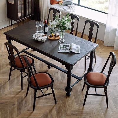 Silla de comedor con respaldo de madera maciza de franela de estilo moderno y transicional para comedor 