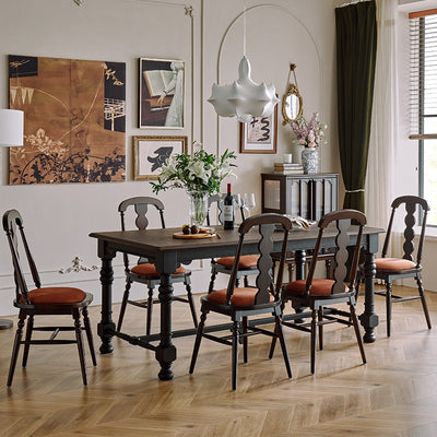 Silla de comedor con respaldo de madera maciza de franela de estilo moderno y transicional para comedor 