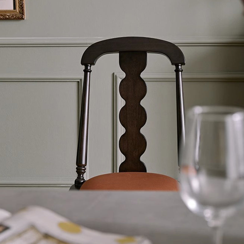 Silla de comedor con respaldo de madera maciza de franela de estilo moderno y transicional para comedor 